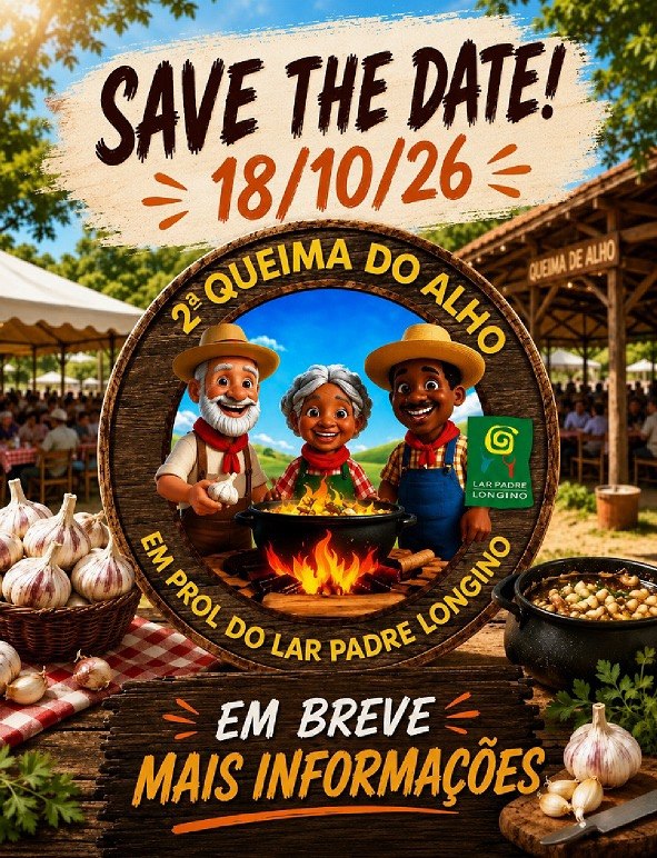 Cartaz da 2ª Queima do Alho em prol do Lar Padre Longino